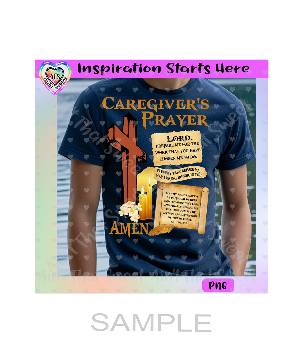 Caregiver's Prayer | Cross - Transparent PNG File Only - Silhouette, Cricut, ScanNCut