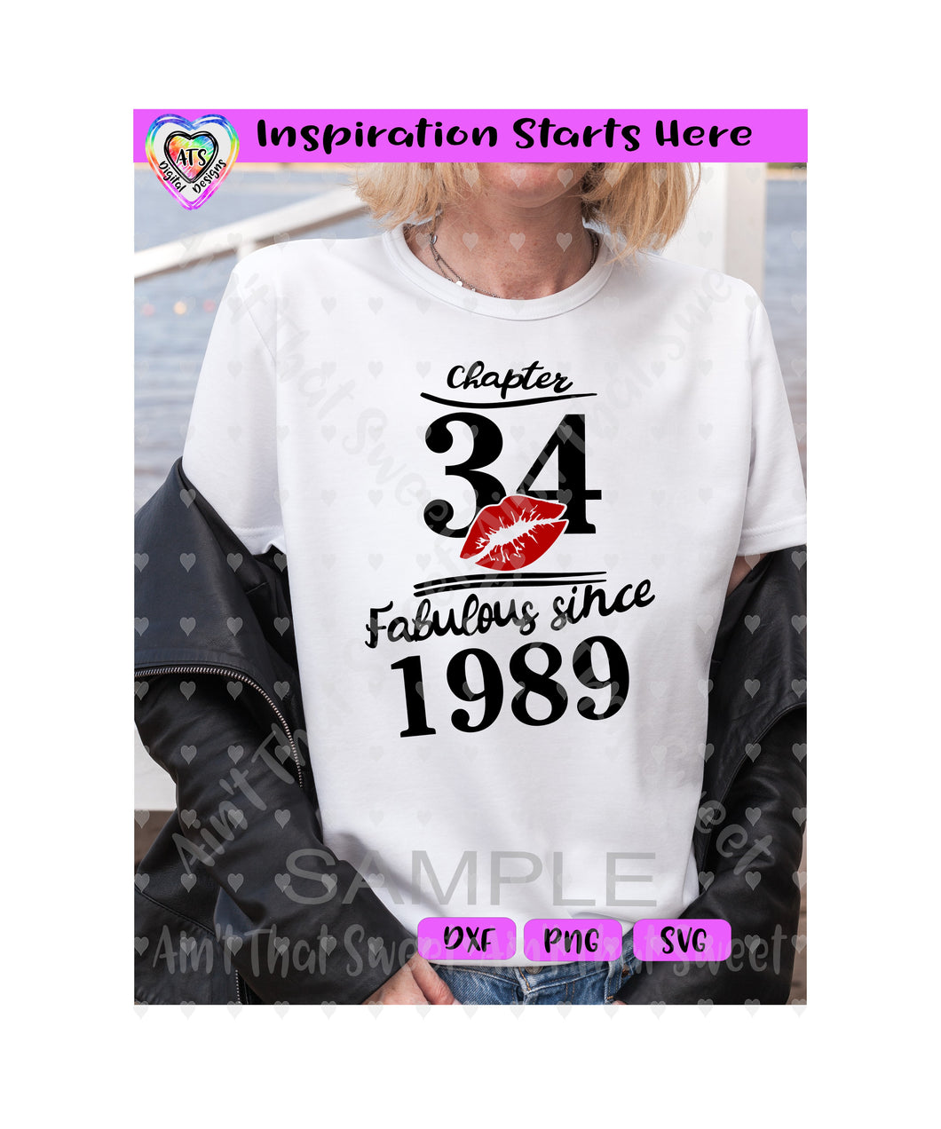 Chapter 34 | Fabulous Since 1989 | Lips (Based On 2023) - Transparent PNG SVG DXF - Silhouette, Cricut, ScanNCut
