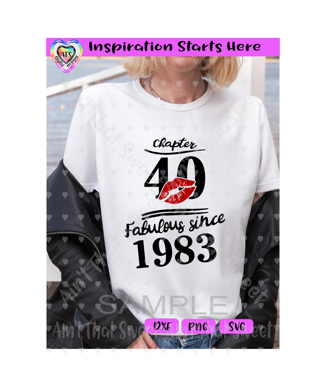 Chapter 40 | Fabulous Since 1983 | Lips (Based On 2023) - Transparent PNG SVG DXF - Silhouette, Cricut, ScanNCut