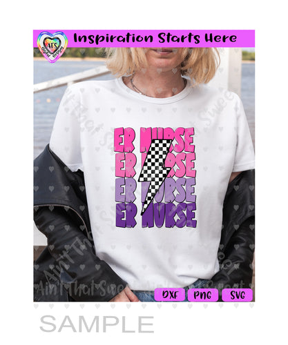 ER Nurse | Lightning Bolt - Transparent PNG SVG DXF - Silhouette, Cricut, ScanNCut