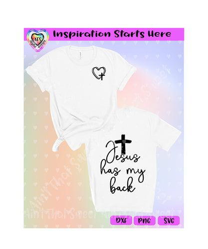Jesus Has My Back | Heart | Cross - Transparent PNG, SVG, DXF - Silhouette, Cricut, ScanNCut
