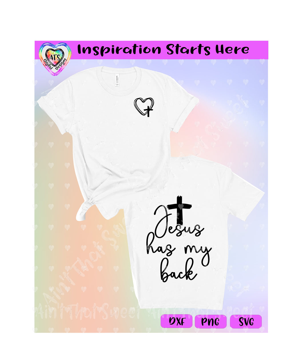 Jesus Has My Back | Heart | Cross - Transparent PNG, SVG, DXF - Silhouette, Cricut, ScanNCut