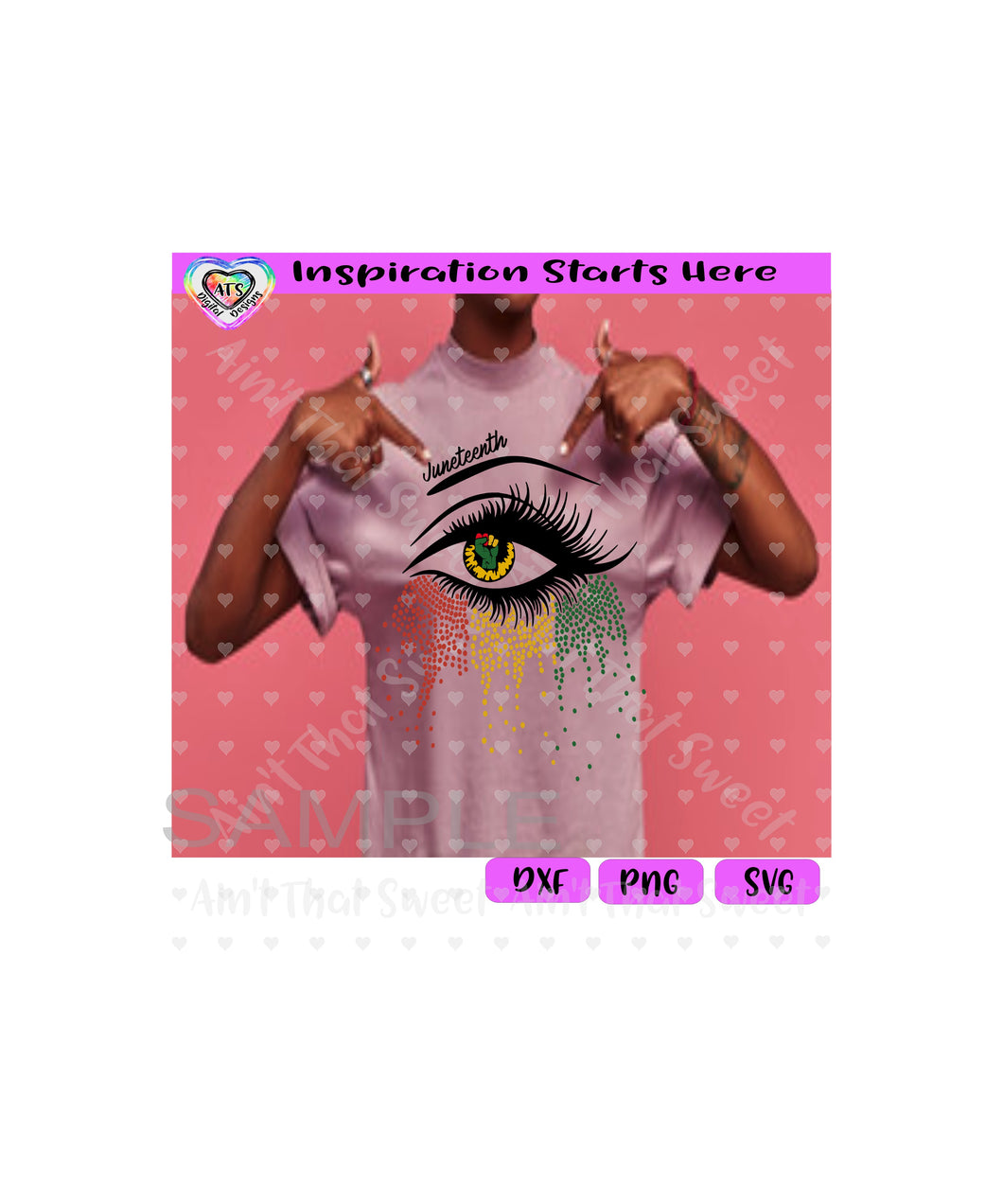 Juneteenth - Eye | Fist | Dots Dripping - Transparent PNG, SVG, DXF - Silhouette, Cricut, Scan N Cut