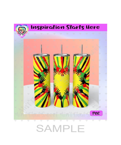 Juneteenth-Hands Forming Heart - 20oz Skinny Tumbler Design - Transparent PNG Only (1 File) - Sublimation, Printing, Waterslide