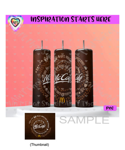 McCafe Tumbler Design | Coffee Beans | 100% Arabica Beans | Coffee - 20oz Skinny Tumbler Design - Transparent PNG Only (1 File) - Sublimation, Printing, Waterslide