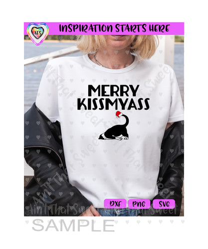 Merry KissMyAss | Cat Face Plant - Transparent PNG SVG DXF - Silhouette, Cricut, ScanNCut