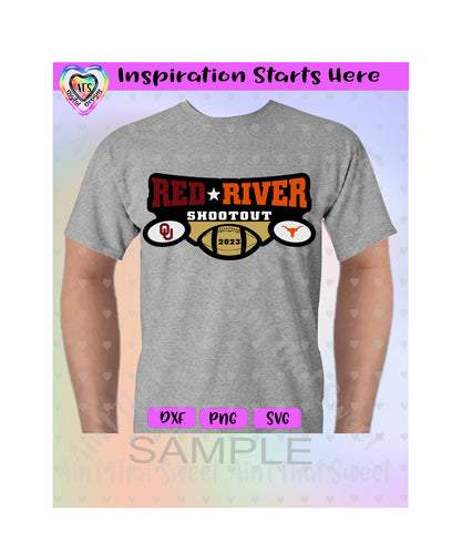 Red River Shootout -OU vs Longhorn Football with Background (2023) - Transparent PNG SVG DXF - Silhouette, Cricut, ScanNCut