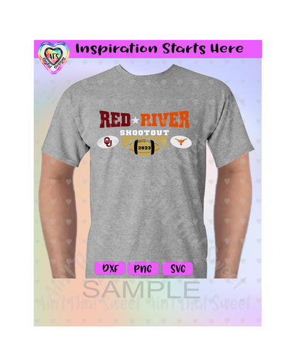 Red River Shootout -OU vs Longhorn Football (2023) - Transparent PNG SVG DXF - Silhouette, Cricut, ScanNCut