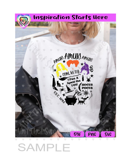 Sanderson Sisters - Amuk! Come, We Fly  - Transparent PNG SVG DXF - Silhouette, Cricut, ScanNCut