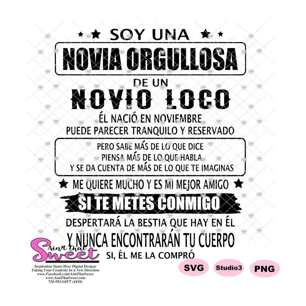 Soy Una Novia Orgullosa Novio Loco De Un Novio Loco En Nacio- Noviembre - Spanish - Transparent PNG, SVG - Silhouette, Cricut, Scan N Cut