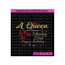 A Queen Was Born February 22 | Happy Birthday To Me | High Heels Arrow Crown - Transparent PNG, SVG  - Silhouette, Cricut, Scan N Cut