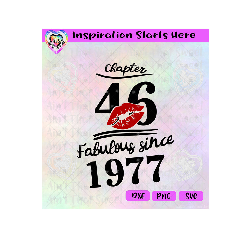 Chapter 46 | Fabulous Since 1977 | Lips (Based on 2023) - Transparent PNG SVG DXF - Silhouette, Cricut, ScanNCut