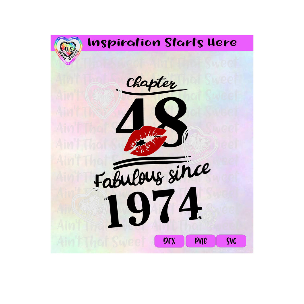 Chapter 48 | Fabulous Since 1974 | Lips (Based on 2022) - Transparent PNG SVG DXF - Silhouette, Cricut, ScanNCut