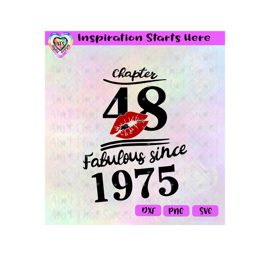 Chapter 48 | Fabulous Since 1975 | Lips (Based on 2023) - Transparent PNG SVG DXF - Silhouette, Cricut, ScanNCut