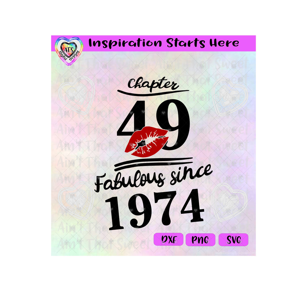 Chapter 49 | Fabulous Since 1974 | Lips (Based on 2023) - Transparent PNG SVG DXF - Silhouette, Cricut, ScanNCut