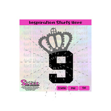 Crown with 9 -Transparent PNG, SVG  - Silhouette, Cricut, Scan N Cut