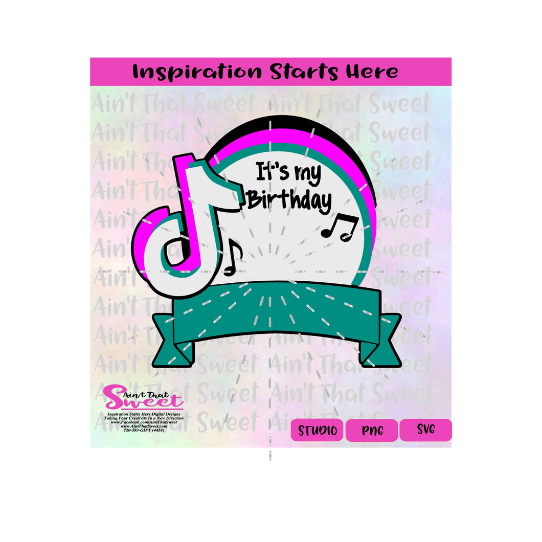 It's My Birthday | Musical Notes |  Ribbon For Name - SVG & Studio Only - Silhouette, Cricut, Scan N Cut