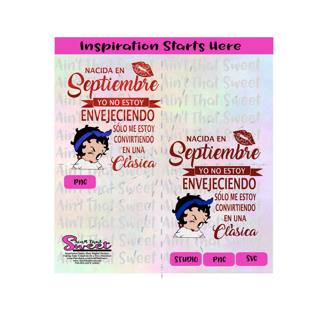 Nacida En Septiembre | Winking Girl Light Face | Spanish - Transparent PNG, SVG  - Silhouette, Cricut, Scan N Cut