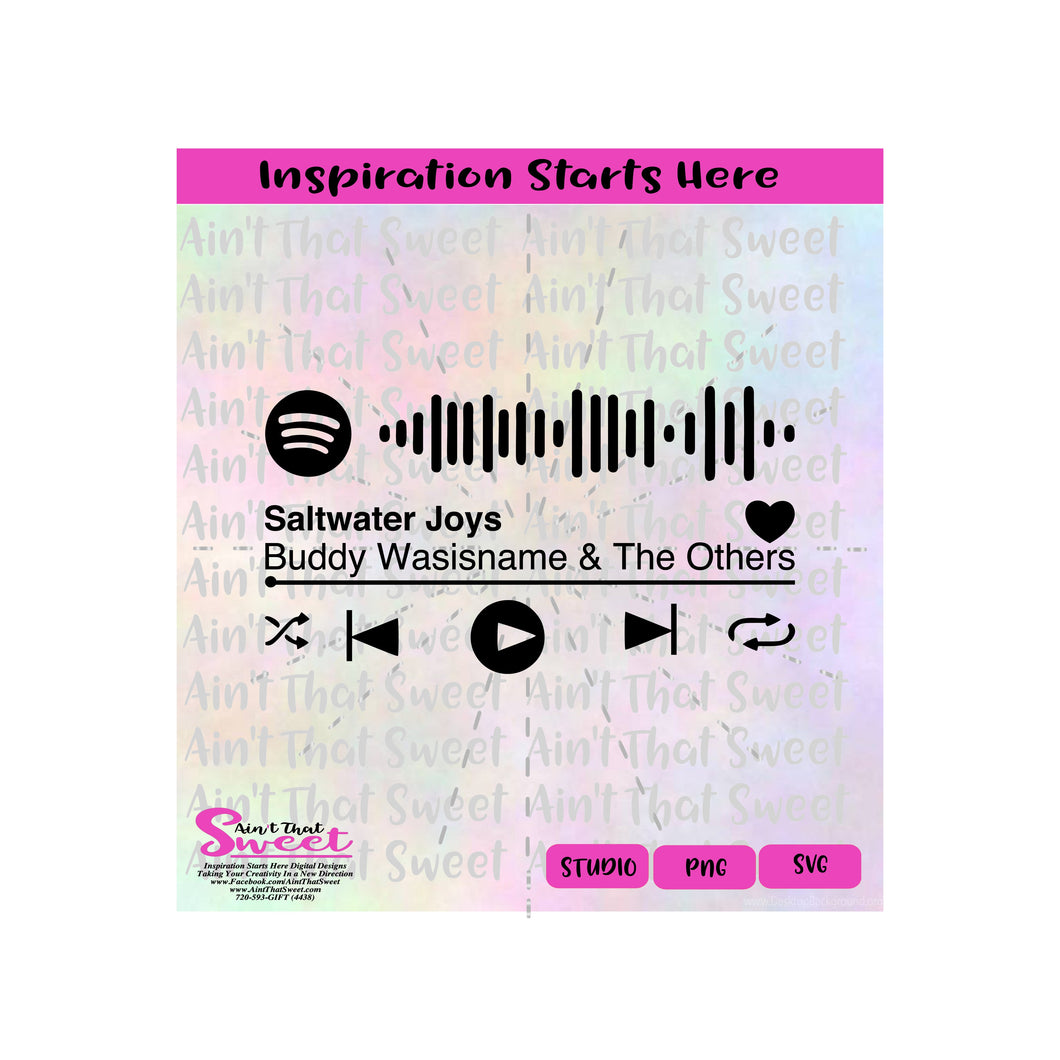 Spotify - Saltwater Joys - Buddy Wasisname - Transparent PNG, SVG - Silhouette, Cricut, Scan N Cut