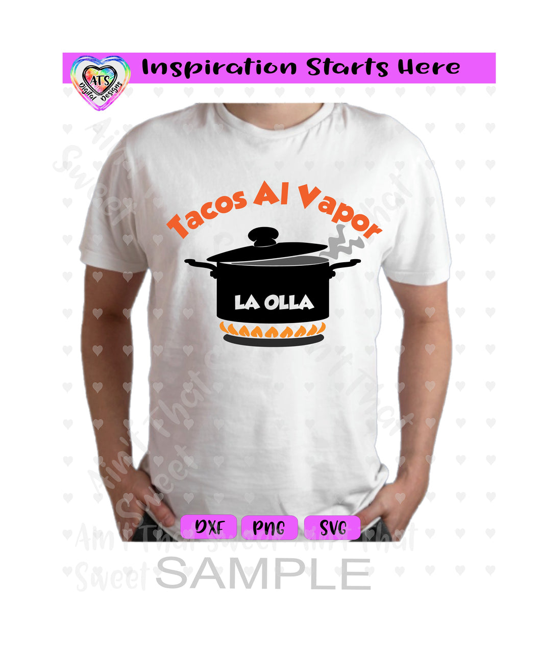 Tacos Al Vapor | La Olla - Spanish - Transparent PNG SVG DXF - Silhouette, Cricut, ScanNCut
