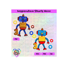 Toy Robot - 3rd Birthday | Cogs | Gears -Transparent PNG SVG DXF  - Silhouette, Cricut, Scan N Cut
