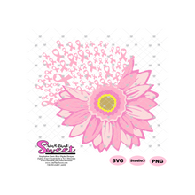 Breast Cancer Daisy With Floating Ribbons - Transparent PNG, SVG  - Silhouette, Cricut, Scan N Cut