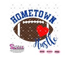 Hometown Hustle Football with Leopard Print  - Transparent SVG-PNG  - Silhouette, Cricut, Scan N Cut