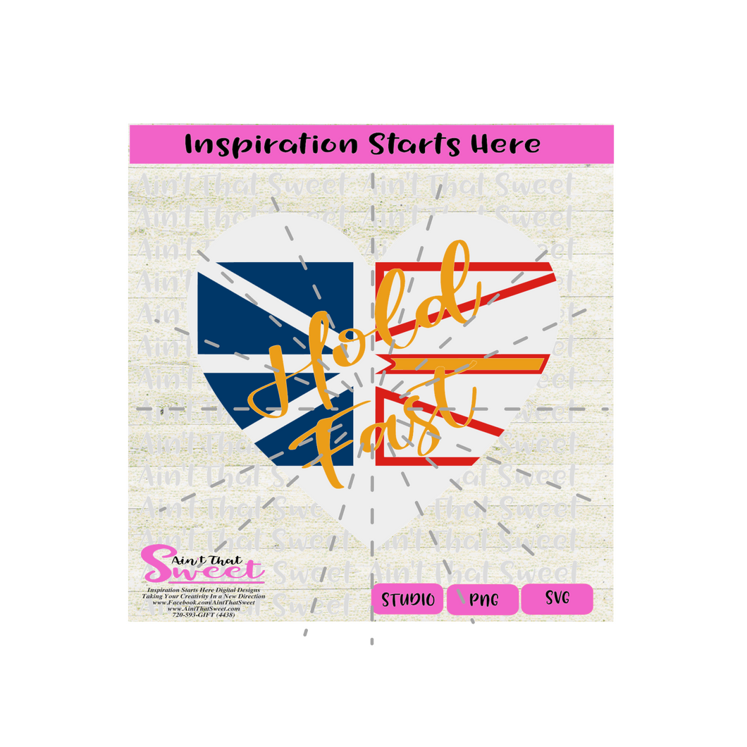 Newfoundland Flag Heart Shaped Hold Fast - Canada Inspired - Transparent PNG, SVG - Silhouette, Cricut, Scan N Cut