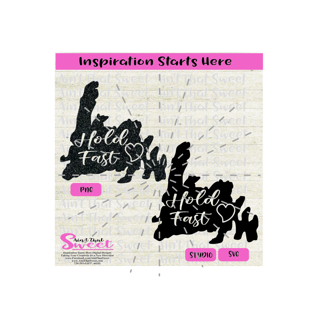 Newfoundland Province Shape with Heart Hold Fast - Canada Inspired - Transparent PNG, SVG  - Silhouette, Cricut, Scan N Cut