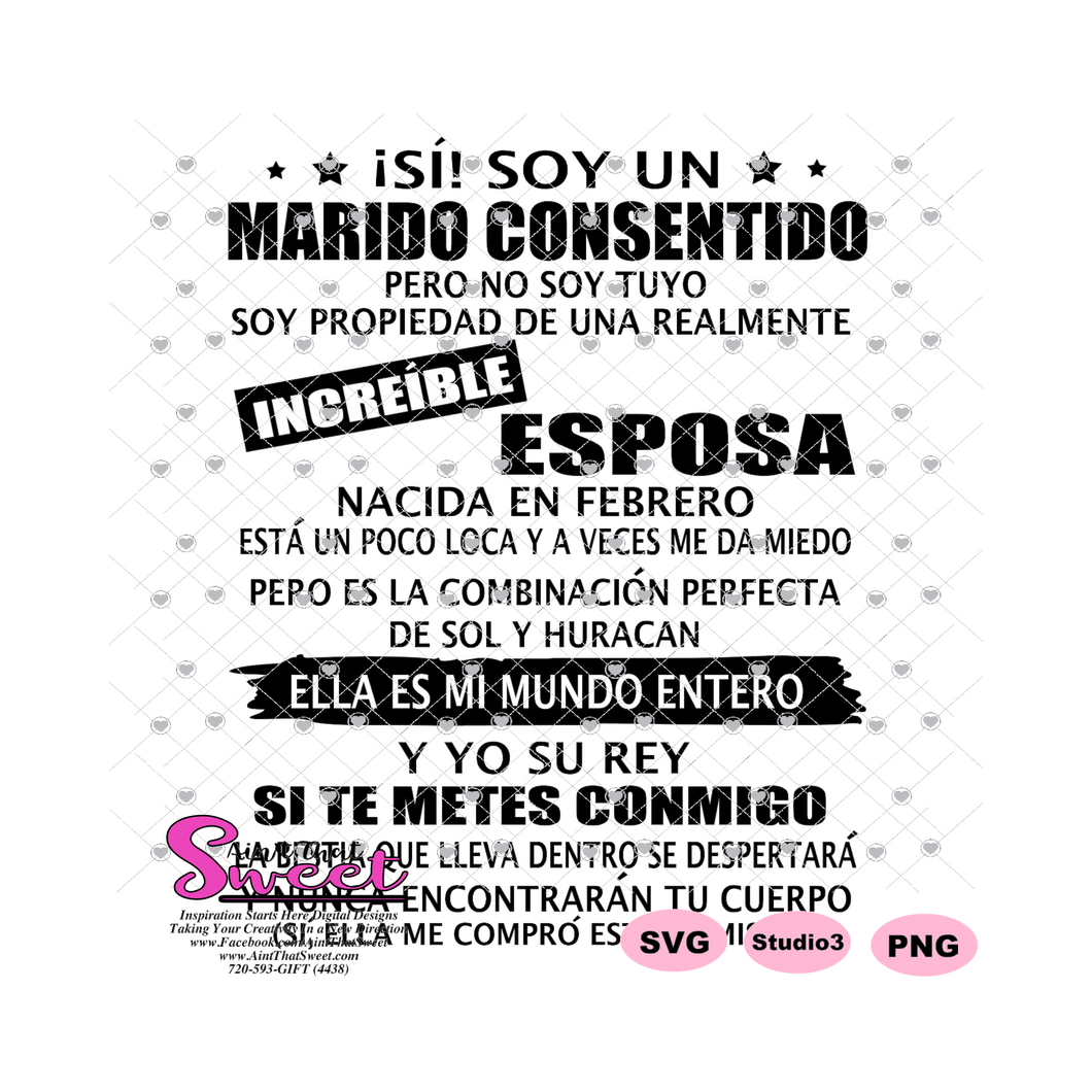 Si! Soy Un Marido Consentido Increible Esposa-Febrero-Spanish - Transparent PNG, SVG - Silhouette, Cricut, Scan N Cut