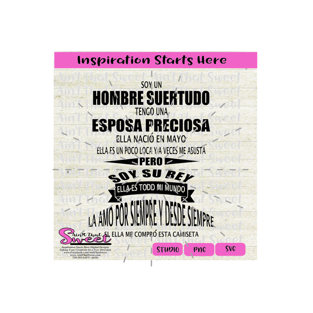 Soy Un Hombre Suertudo Tengo Una Esposa Preciosa-Mayo-Spanish - Transparent PNG, SVG - Silhouette, Cricut, Scan N Cut
