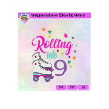 Rolling Into 9 | Roller Skates | Stars - Transparent PNG, SVG, DXF  - Silhouette, Cricut, Scan N Cut