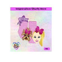 Girl and Her Dog with 4 and Bow | 4th Birthday - Transparent PNG, SVG, DXF - Silhouette, Cricut, Scan N Cut