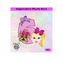 Girl and Her Dog with 6 and Bow - Transparent PNG, SVG - Silhouette, Cricut, Scan N Cut