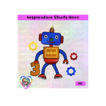 Toy Robot - 3rd Birthday | Cogs | Gears -Transparent PNG SVG DXF  - Silhouette, Cricut, Scan N Cut