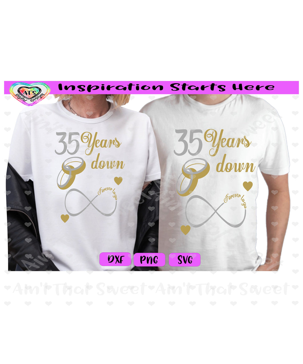35 Years Down - Forever To Go | Wedding Rings | Infinity - Transparent PNG SVG DXF - Silhouette, Cricut, Scan N Cut