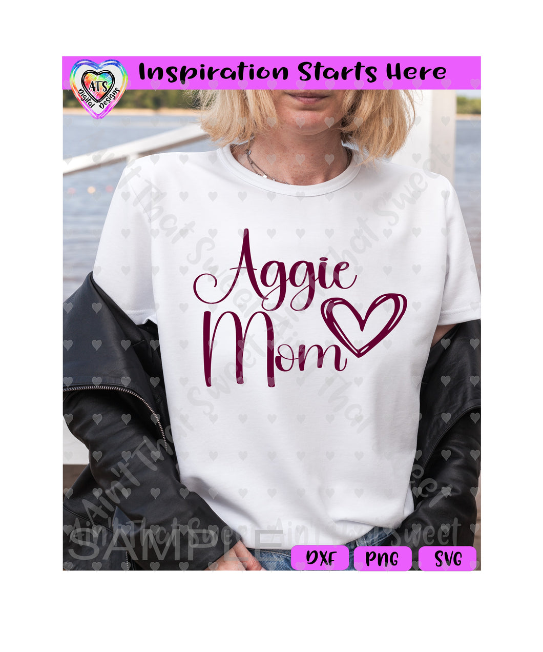 Aggie Mom | Heart - Transparent PNG SVG DXF - Silhouette, Cricut, ScanNCut