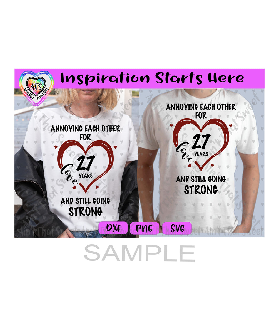 Annoying Each Other For 27 Years And Still Going Strong | Love | Heart | Transparent PNG SVG DXF - Silhouette, Cricut, Scan N Cut