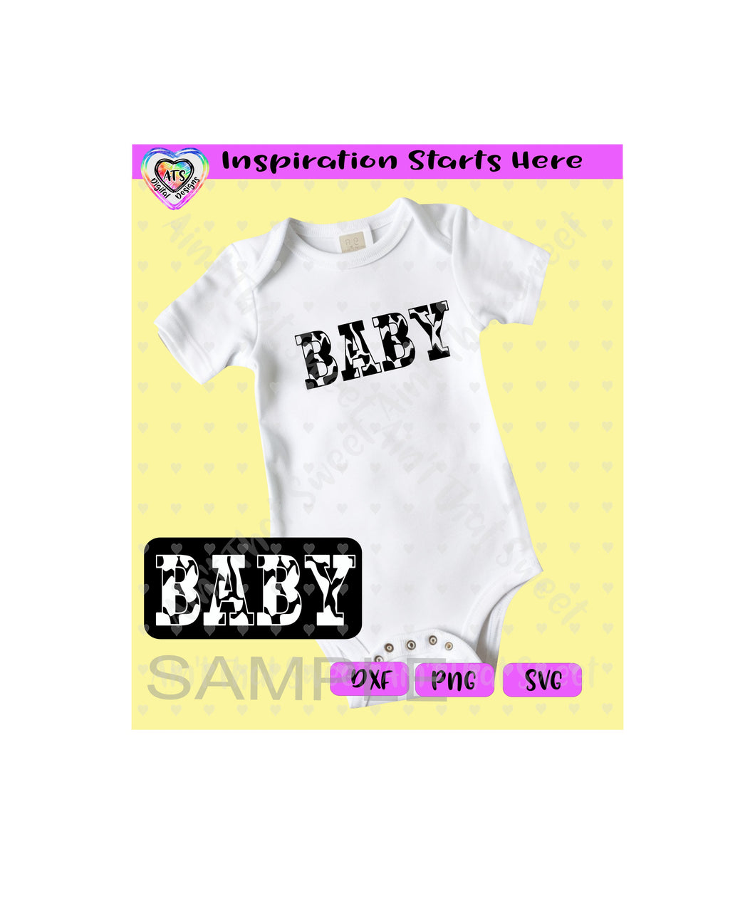 Baby | Cowprint - Transparent PNG SVG DXF - Silhouette, Cricut, ScanNCut