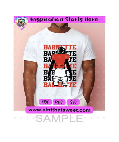 Barnette Football Player  - Transparent PNG, SVG, DXF - Silhouette, Cricut, ScanNCut