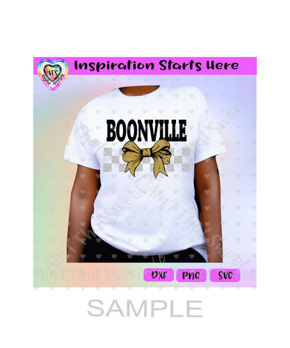 Boone | Bow | Checkerboard Background - Transparent PNG, SVG, DXF - Silhouette, Cricut, ScanNCut