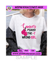 Cancer Picked The Wrong Girl | Boxing Gloves | Ribbon - Transparent PNG, SVG, DXF - Silhouette, Cricut, ScanNCut