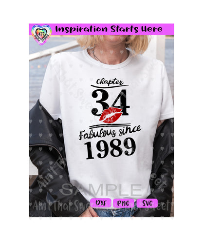 Chapter 34 | Fabulous Since 1989 | Lips (Based On 2023) - Transparent PNG SVG  DXF - Silhouette, Cricut, ScanNCut