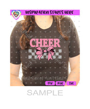 Cheer | Bow | Checkerboard Background - Transparent PNG, SVG, DXF - Silhouette, Cricut, ScanNCut