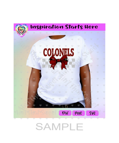Colonels | Bow | Checkerboard Background - Transparent PNG, SVG, DXF - Silhouette, Cricut, ScanNCut