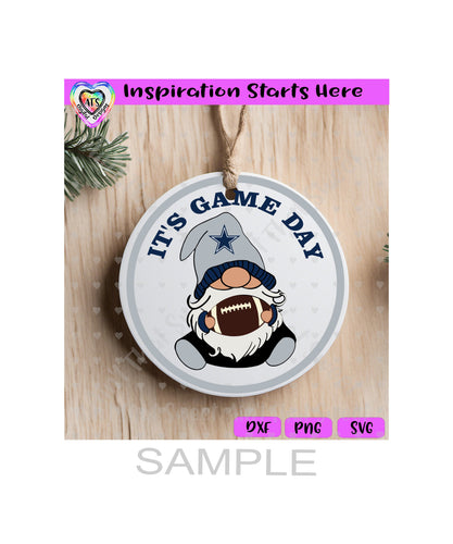 Football Gnome | Dallas | Great For Ornament, Sign or on a Shirt - Transparent PNG SVG DXF - Silhouette, Cricut, ScanNCut