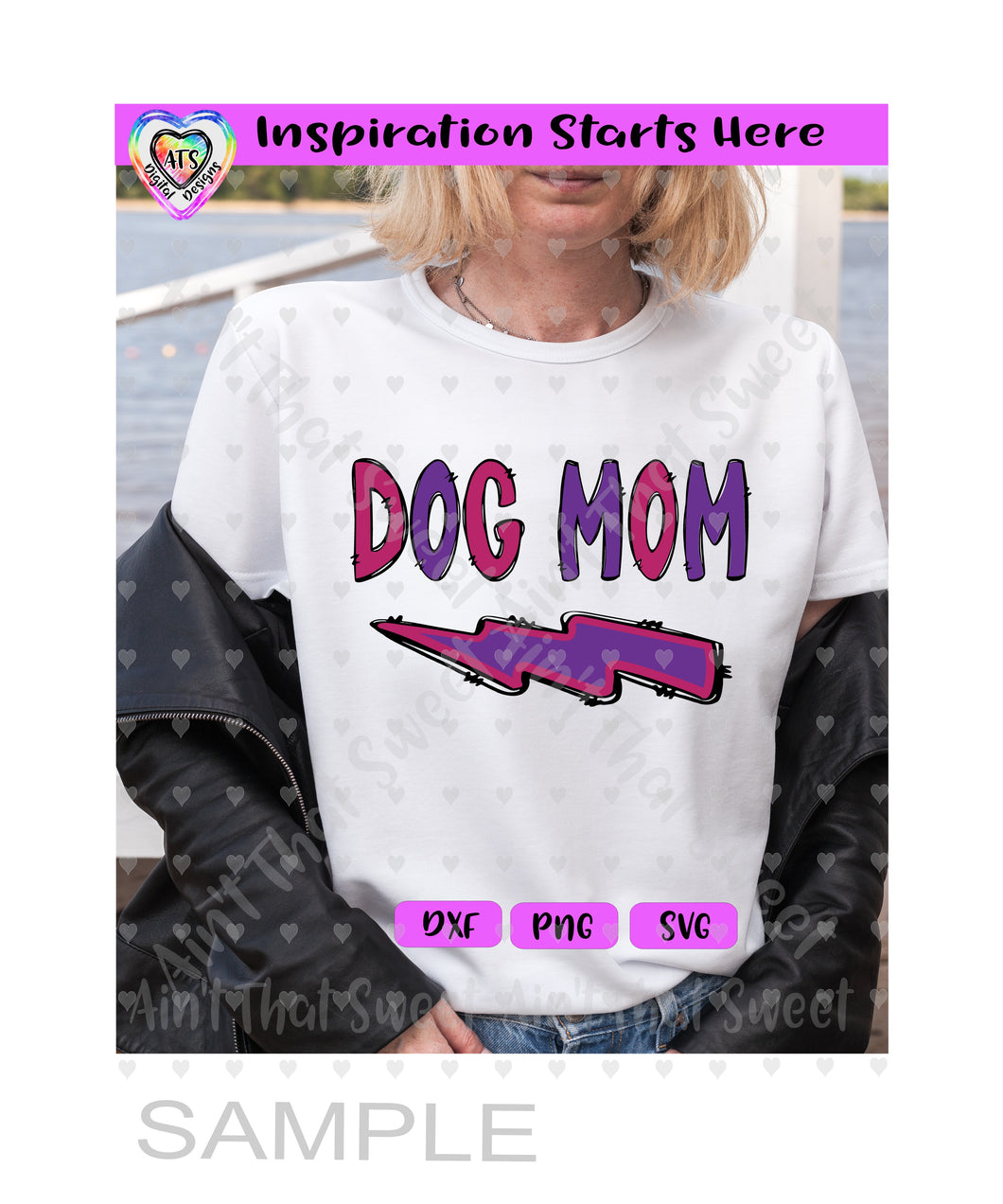 Dog Mom | Lightning Bolt - Transparent PNG SVG DXF - Silhouette, Cricut, ScanNCut