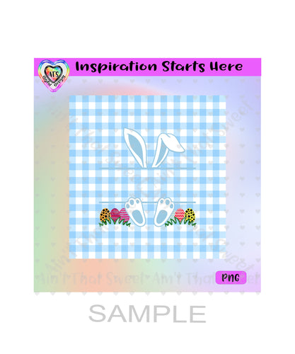 Easter Bunny Monogram (Blue) - Transparent PNG File Only - Silhouette, Cricut, ScanNCut