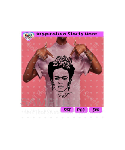 Frida Kahlo Image | Signature - Transparent PNG SVG DXF - Silhouette, Cricut, ScanNCut