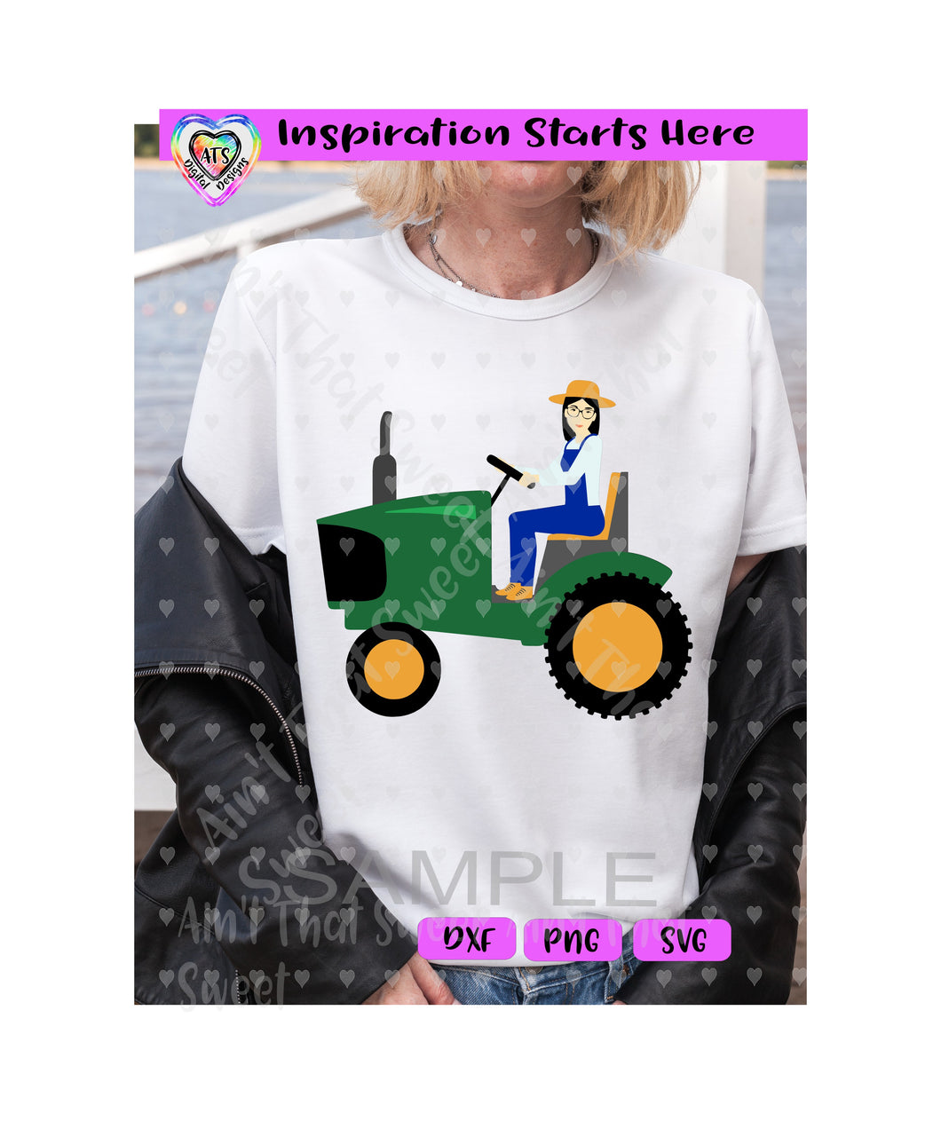 Girl Riding Tractor - Transparent PNG SVG DXF - Silhouette, Cricut, ScanNCut